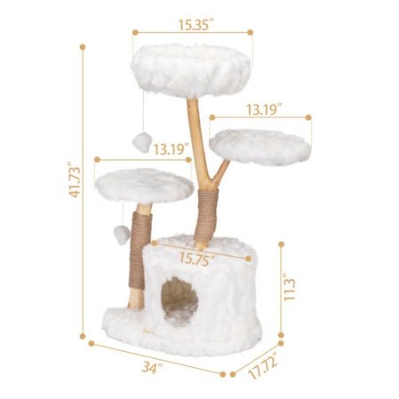 Modern Cat Tree, Natural Branch Cat Tower, Luxury Cat Condo, Indoor Cat Furniture, Kitten Cat Gift, White - Mijn winkel