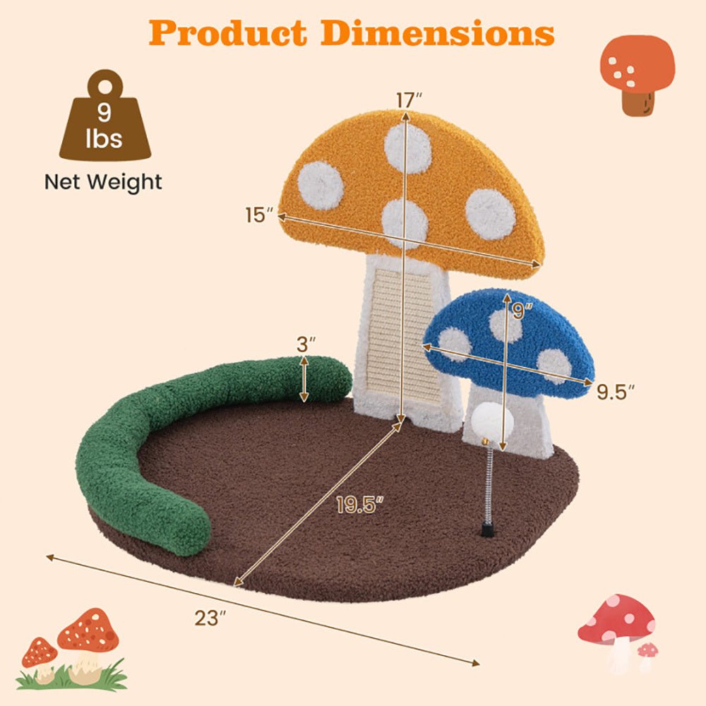 Mushroom Cat Bed Cat Claw Scratcher With Wide Bed And Sisal Scratch Panel - Mijn winkel