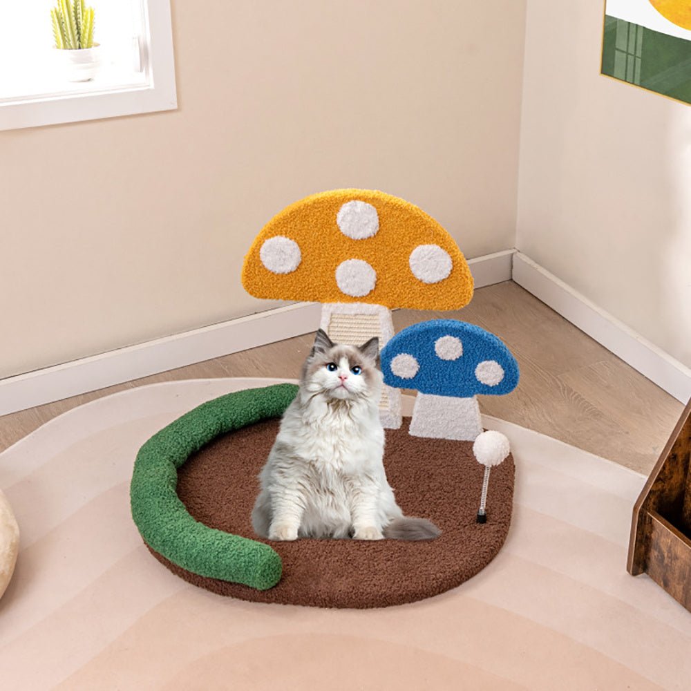 Mushroom Cat Bed Cat Claw Scratcher With Wide Bed And Sisal Scratch Panel - Mijn winkel