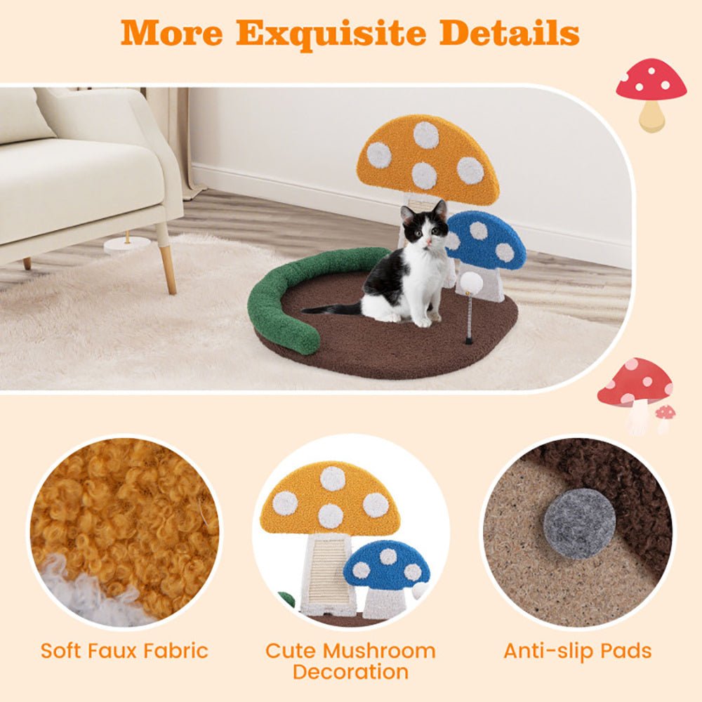 Mushroom Cat Bed Cat Claw Scratcher With Wide Bed And Sisal Scratch Panel - Mijn winkel