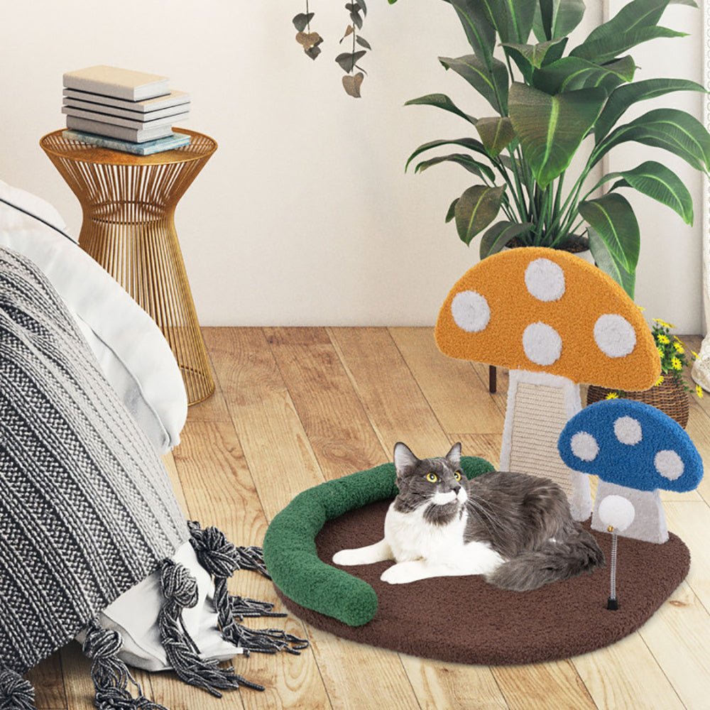 Mushroom Cat Bed Cat Claw Scratcher With Wide Bed And Sisal Scratch Panel - Mijn winkel