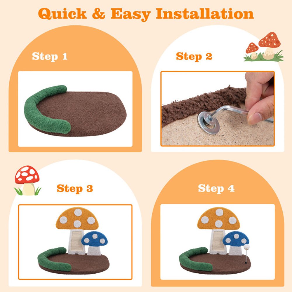 Mushroom Cat Bed Cat Claw Scratcher With Wide Bed And Sisal Scratch Panel - Mijn winkel