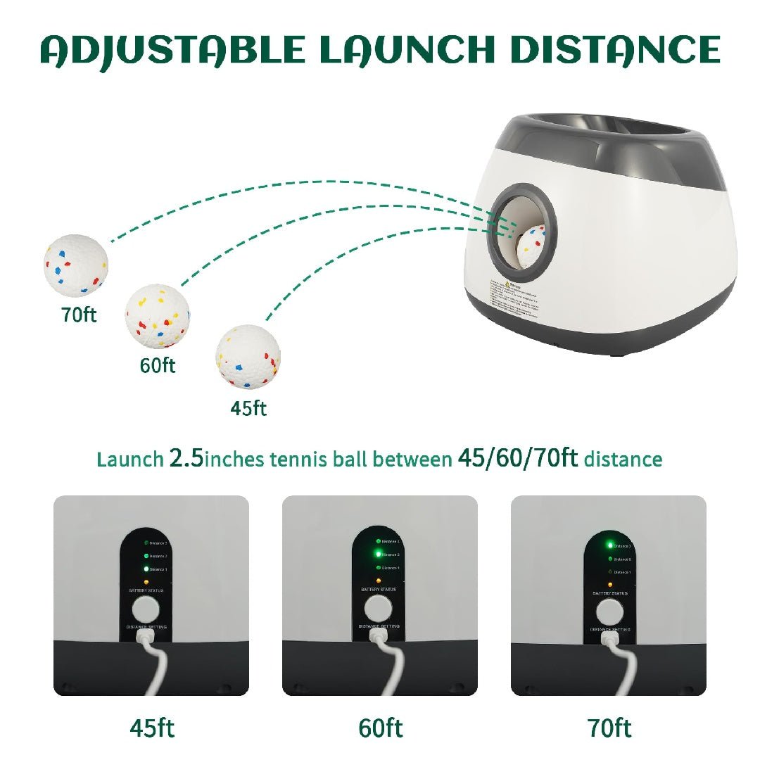 Only Supports Self Pickup Dog Ball Thrower, Automatic Ball Launcher, Indoor - Outdoor Interactive Dog Toy With Three Scopes, Includes Balls And A Data Cable, Grey - Green - Mijn winkel