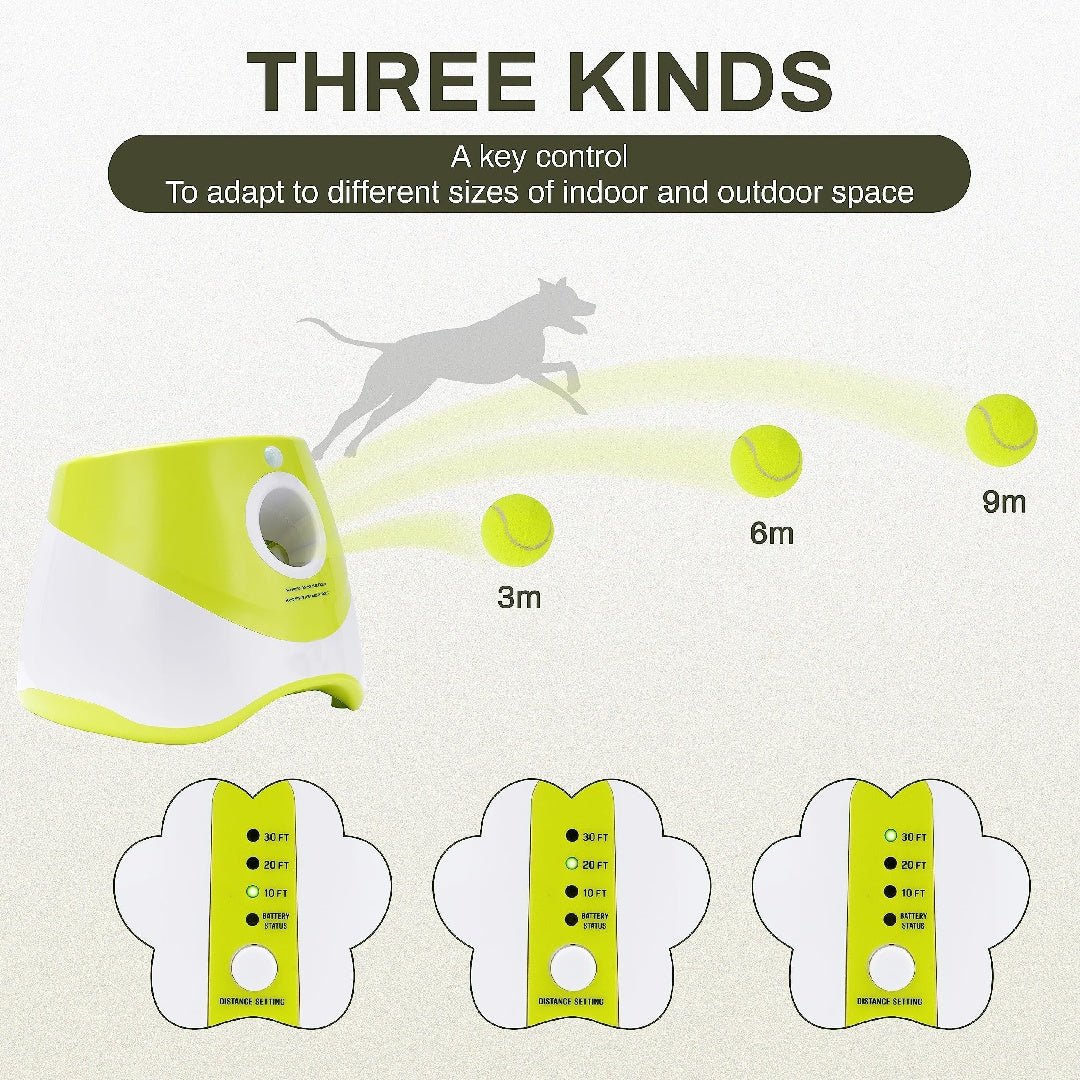 Only Supports Self Pickup Dog Ball Thrower, Automatic Ball Launcher, Indoor - Outdoor Interactive Dog Toy With Three Scopes, Includes Balls And A Data Cable, Grey - Green - Mijn winkel