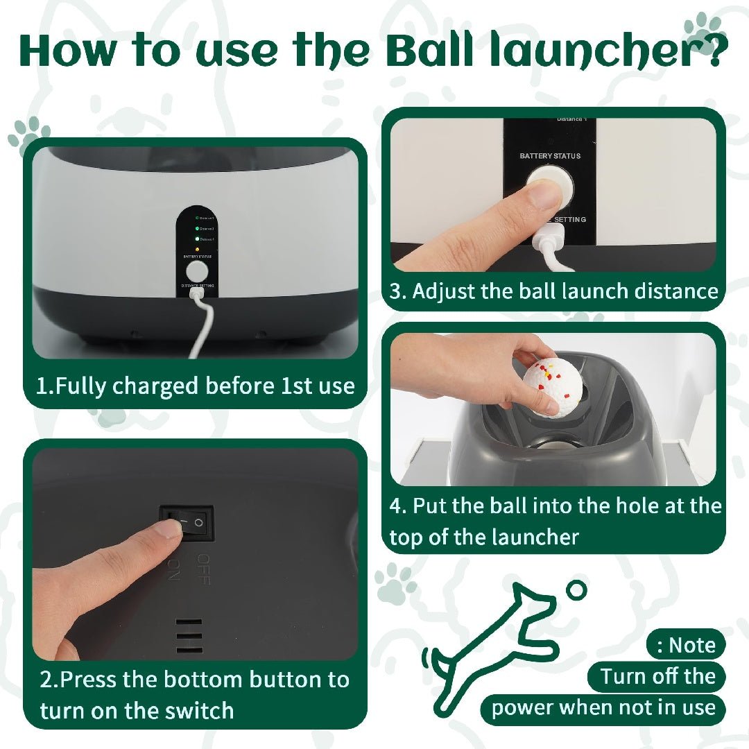 Only Supports Self Pickup Dog Ball Thrower, Automatic Ball Launcher, Indoor - Outdoor Interactive Dog Toy With Three Scopes, Includes Balls And A Data Cable, Grey - Green - Mijn winkel