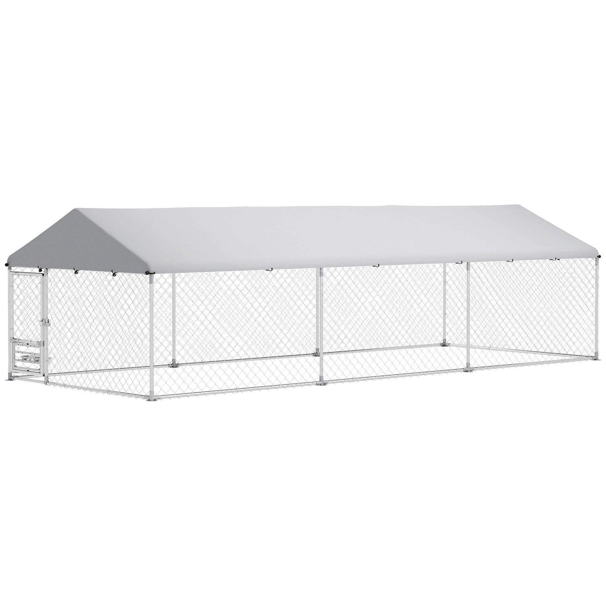 Outdoor Dog Kennel With Adjustable & Rotatable Bowl Rack, Waterproof Cover, Secure Lock, 19.7 X 7.5 X 5.2 - Mijn winkel