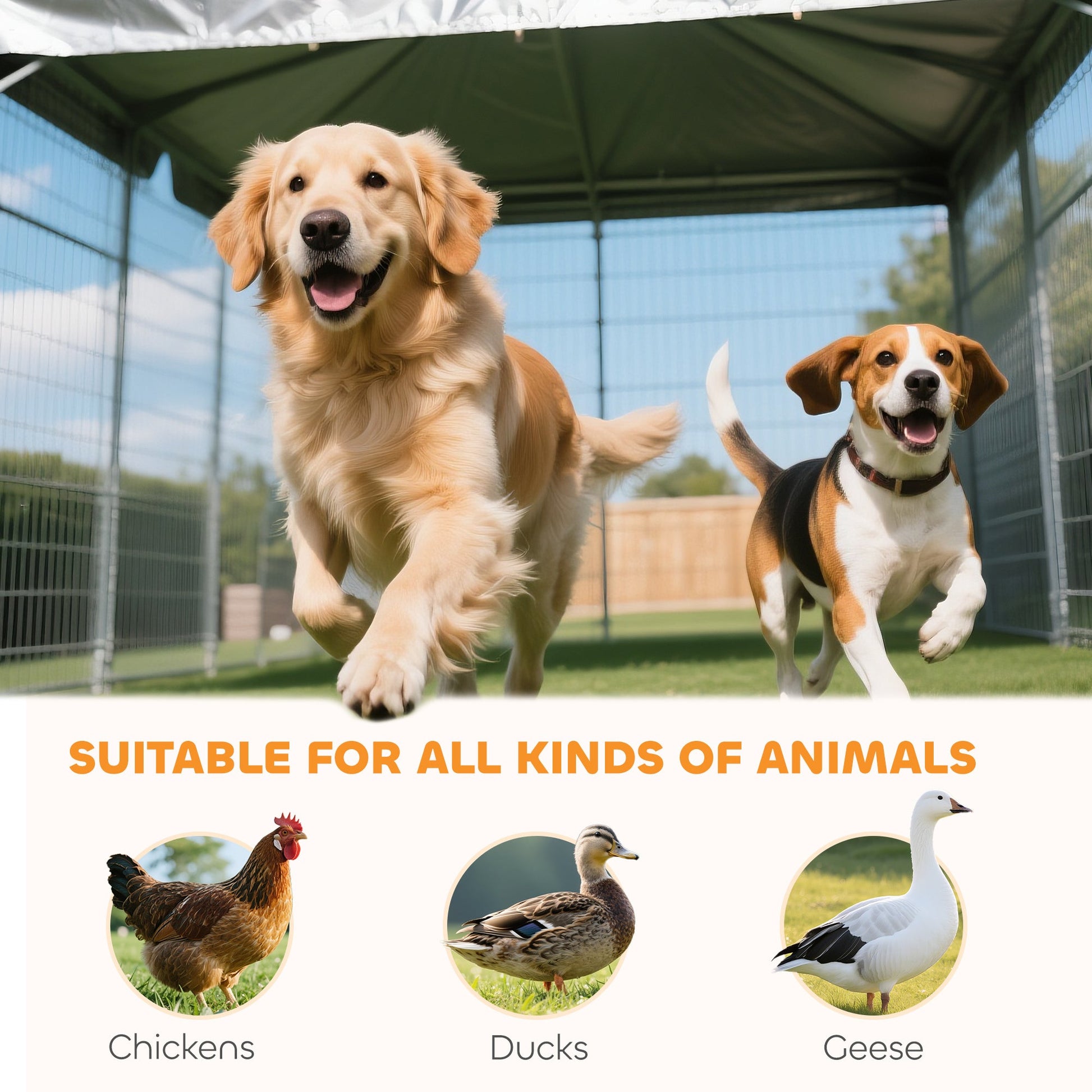 Outdoor Dog Kennel With Adjustable & Rotatable Bowl Rack, Waterproof Cover, Secure Lock, 19.7 X 7.5 X 5.2 - Mijn winkel