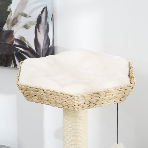 PawHut 47 Cat Tree Kitty Activity Center, Cat Climbing Toy With Cattail Fluff, Bed, Condo, Sisal Scratching Post, And Hanging Ball, Natural - Mijn winkel