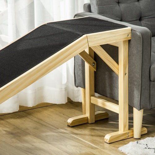 PawHut Dog Ramp For Bed, Pet Ramp For Dogs With Non - Slip Carpet And Top Platform, 74 X 16 X 25, Natural - Mijn winkel