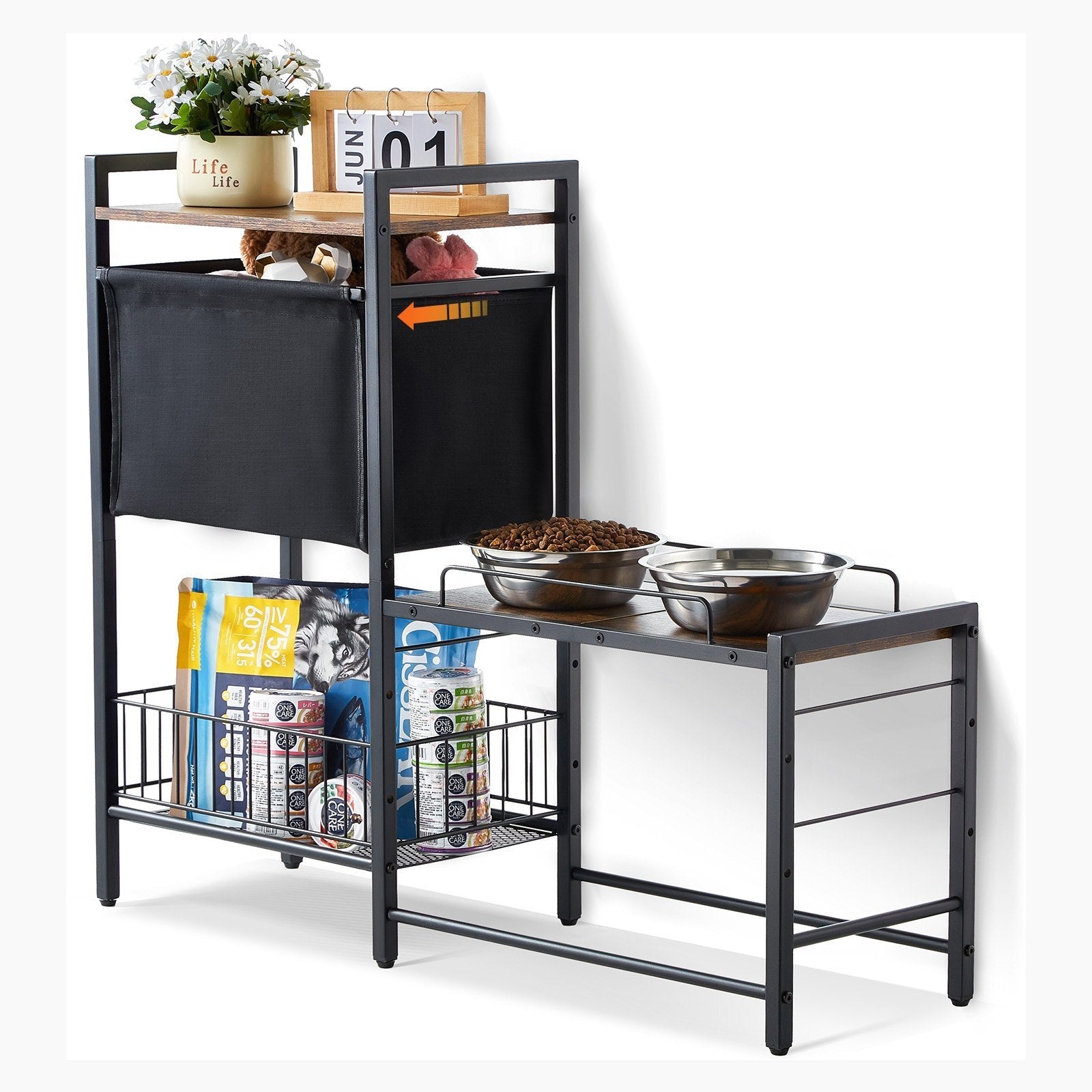 Pet Feeding Station With Storage Dog Food & Toy Organizer Raised Dog Bowls - Mijn winkel