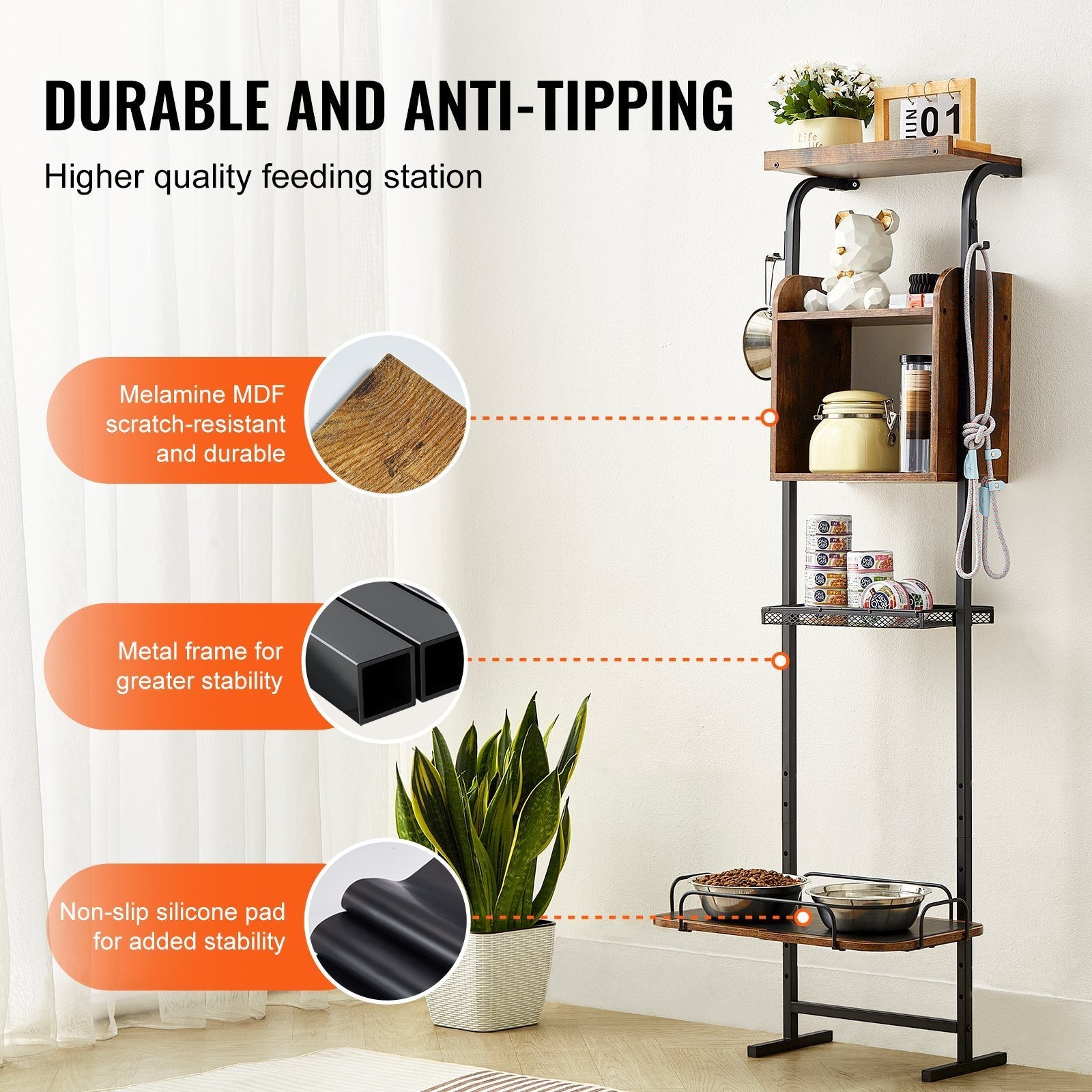Pet Feeding Station With Storage Dog Food Toy Organizer Raised Dog Bowls - Mijn winkel
