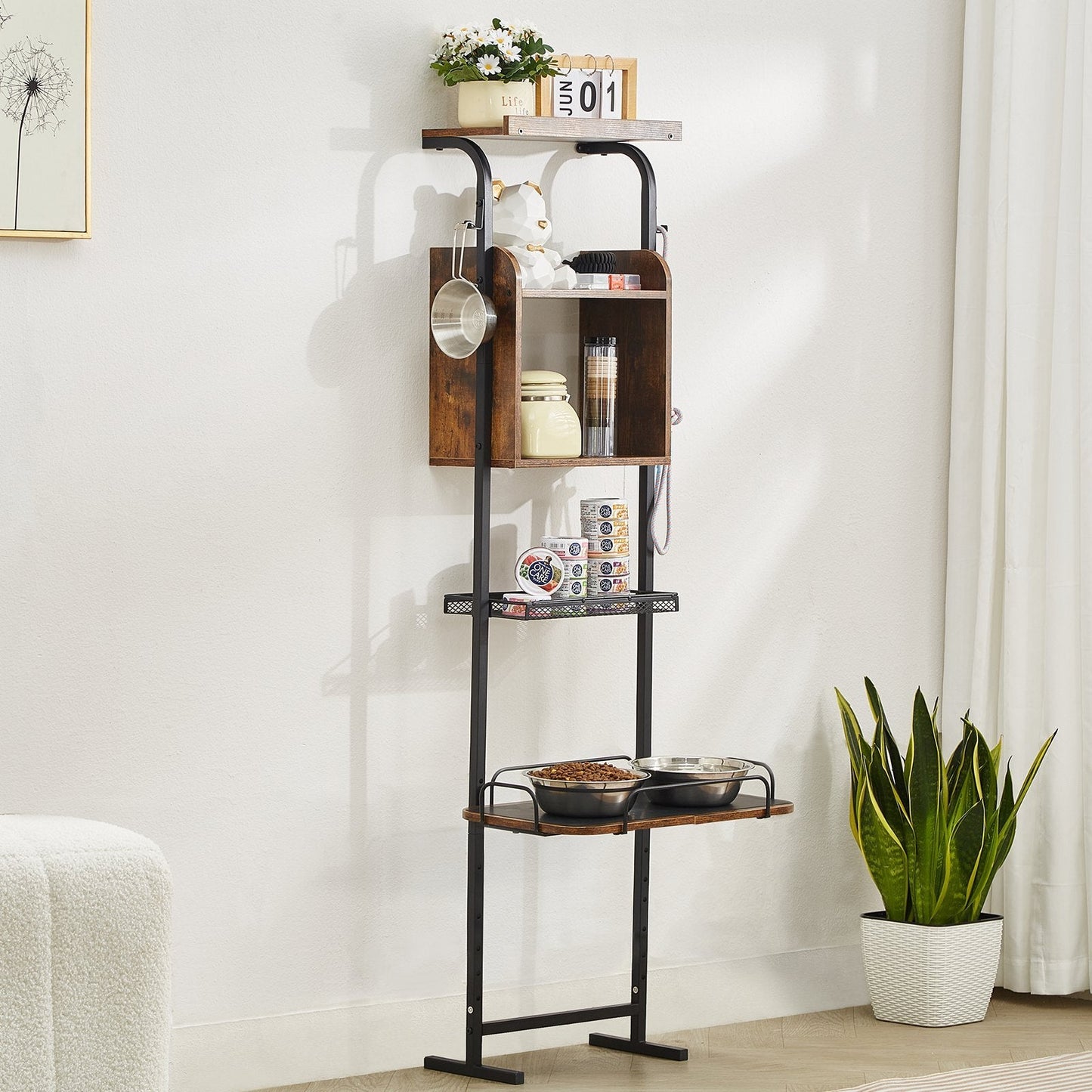 Pet Feeding Station With Storage Dog Food Toy Organizer Raised Dog Bowls - Mijn winkel