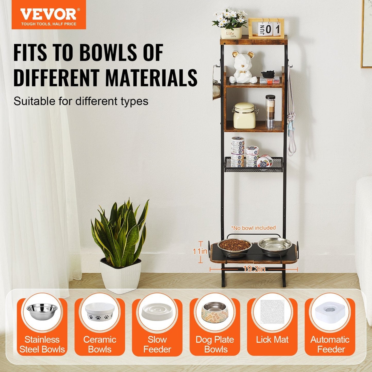 Pet Feeding Station With Storage Dog Food Toy Organizer Raised Dog Bowls - Mijn winkel