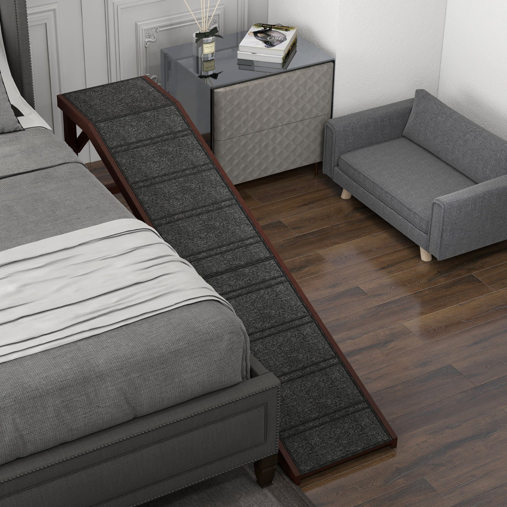 Pet Ramp For Dogs With Non - slip Carpet And Top Platform - Mijn winkel