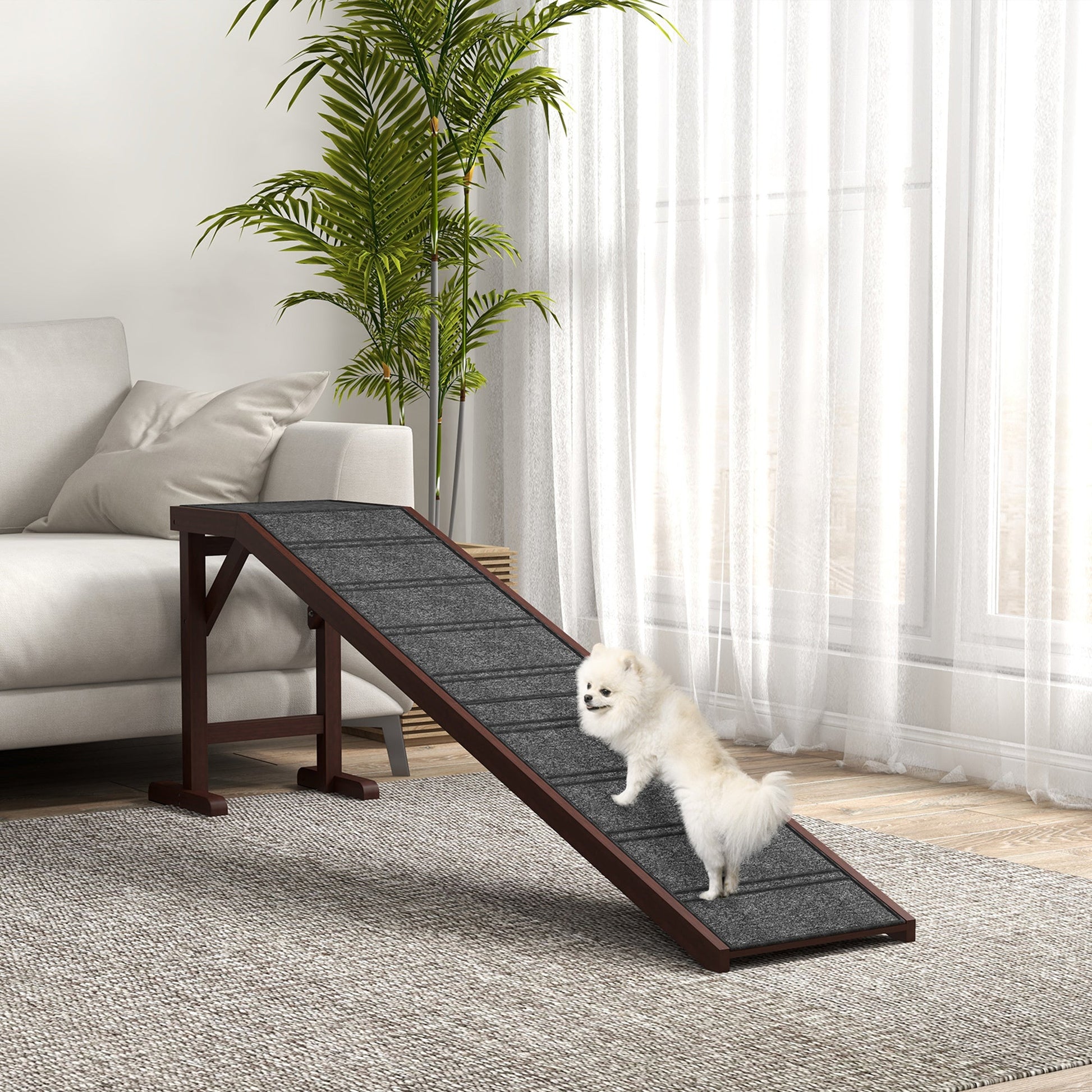 Pet Ramp For Dogs With Non - slip Carpet And Top Platform - Mijn winkel