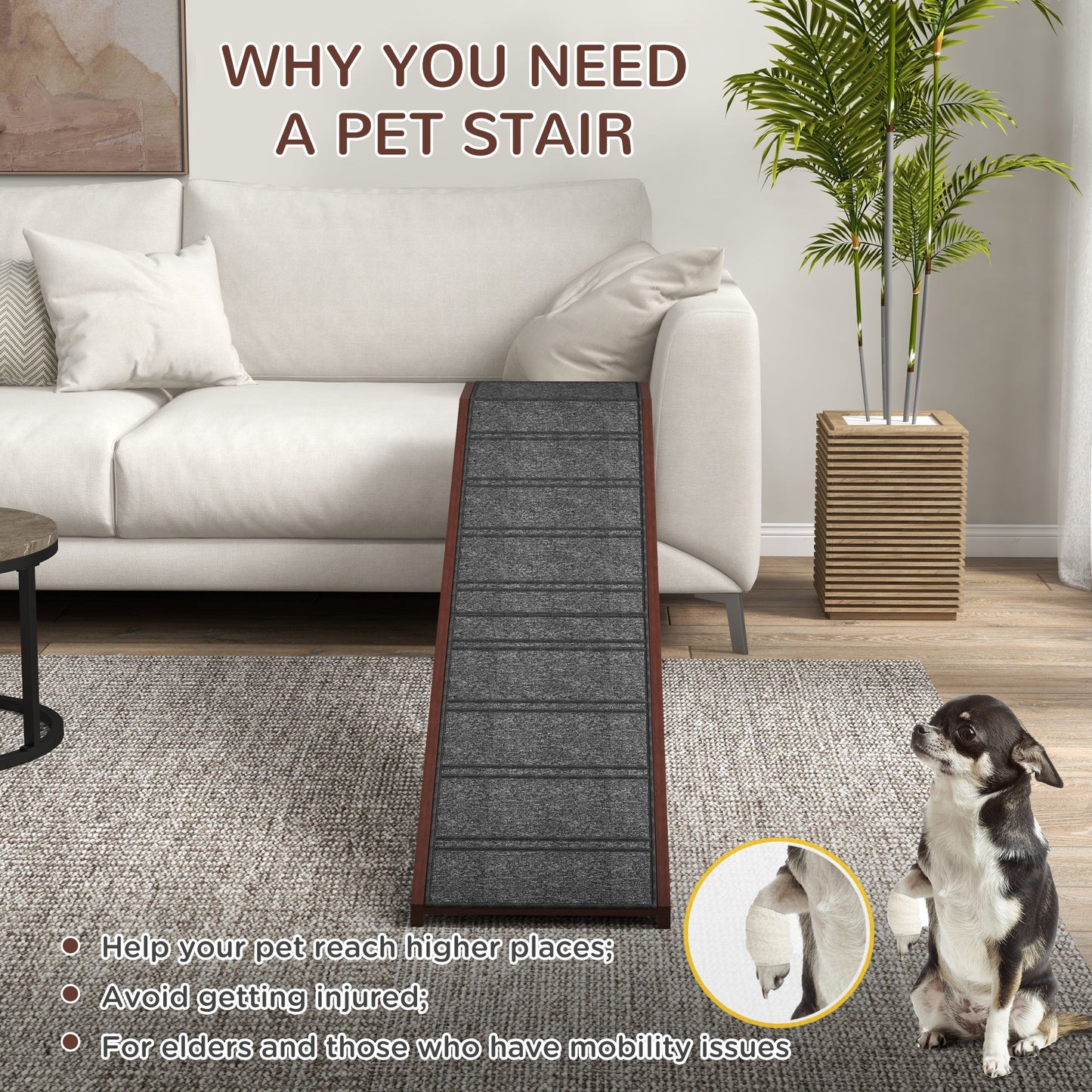 Pet Ramp For Dogs With Non - slip Carpet And Top Platform - Mijn winkel