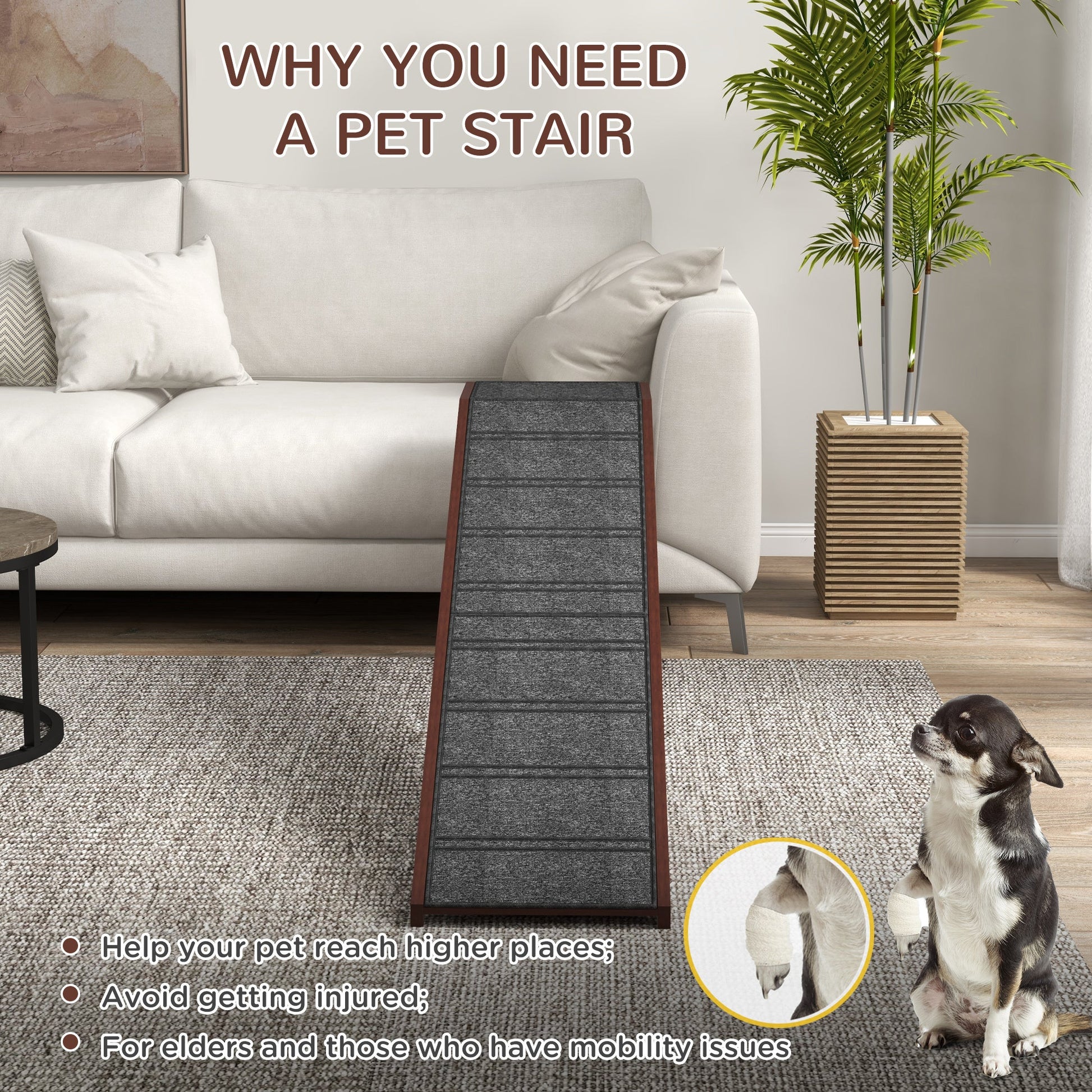 Pet Ramp For Dogs With Non - slip Carpet And Top Platform - Mijn winkel