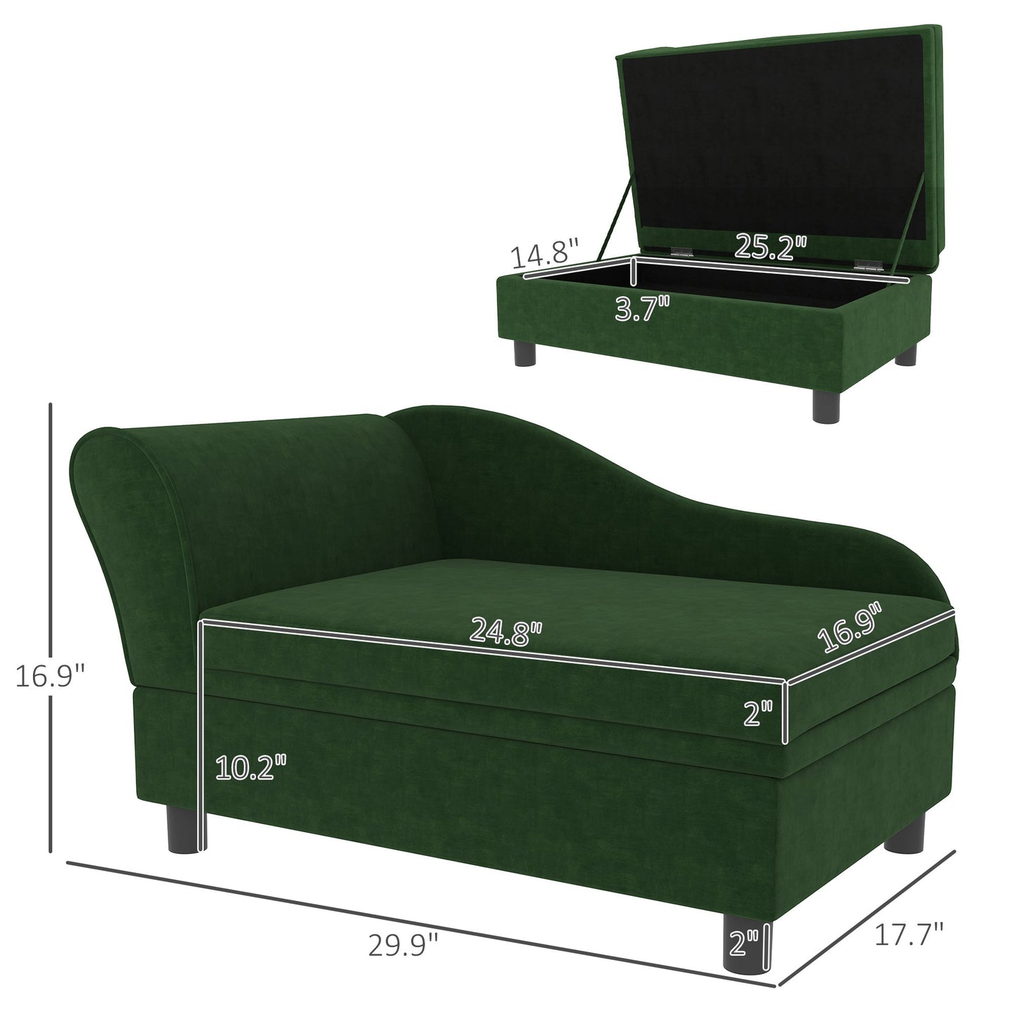 Pet Sofa Bed Couch With Storage, Pet Sofa For Cats And Small Dogs, Green - Mijn winkel