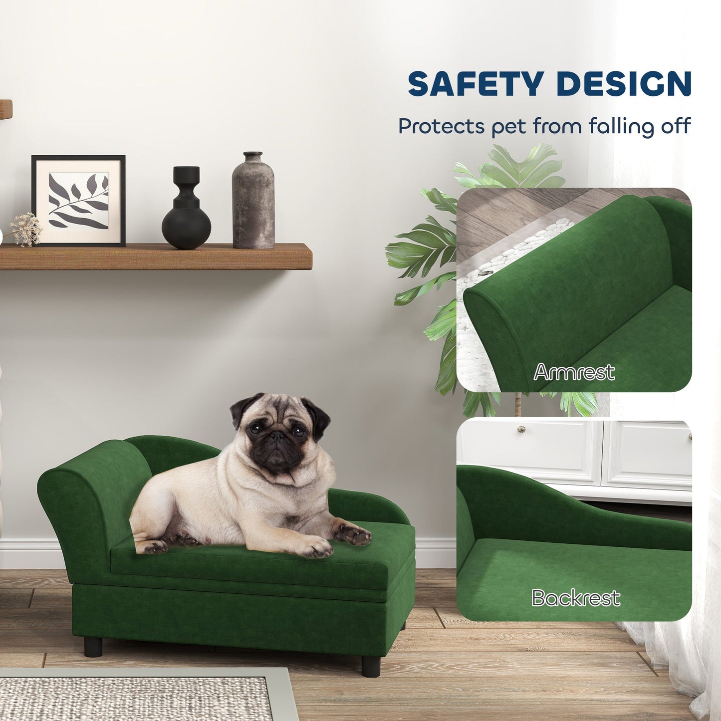 Pet Sofa Bed Couch With Storage, Pet Sofa For Cats And Small Dogs, Green - Mijn winkel