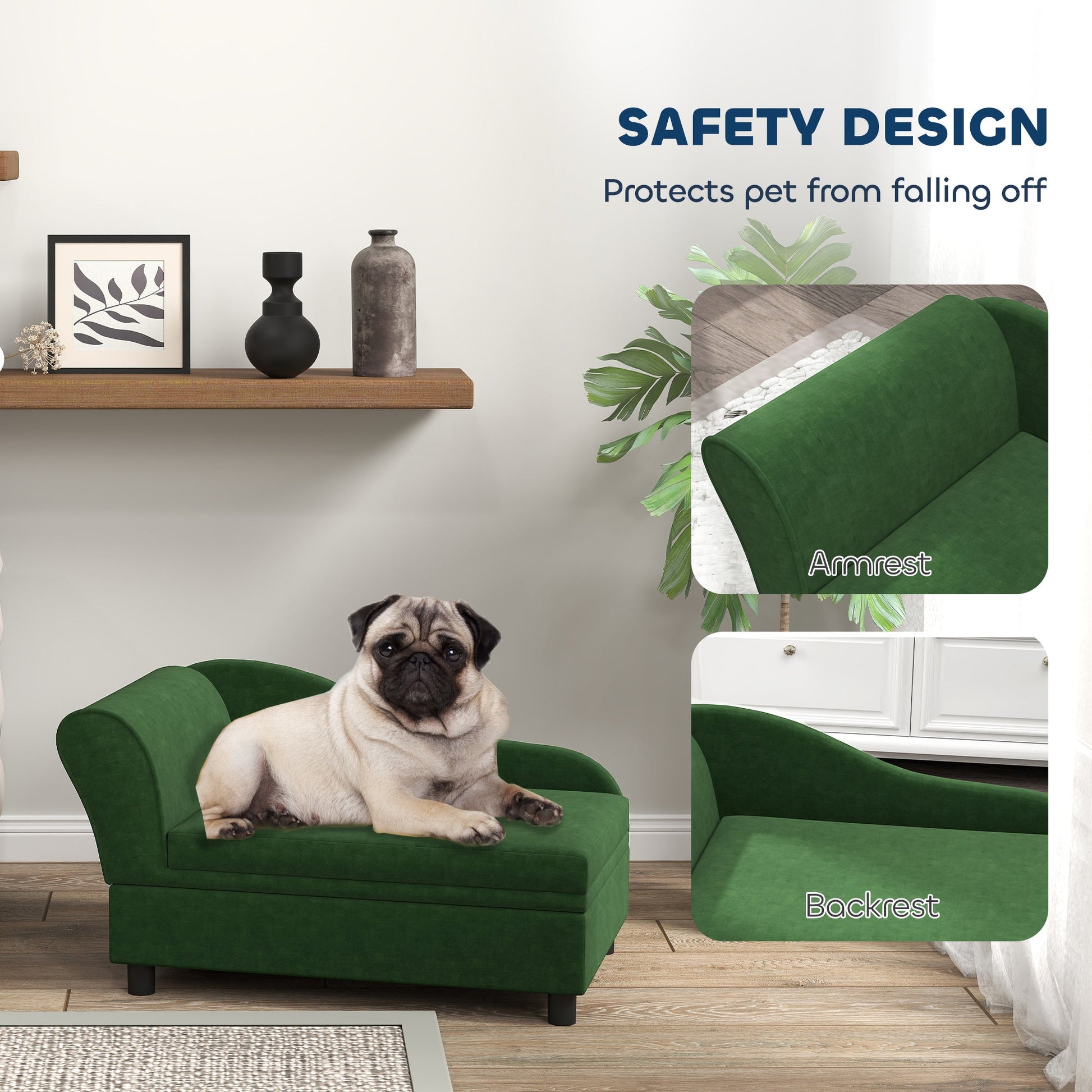 Pet Sofa Bed Couch With Storage, Pet Sofa For Cats And Small Dogs, Green - Mijn winkel