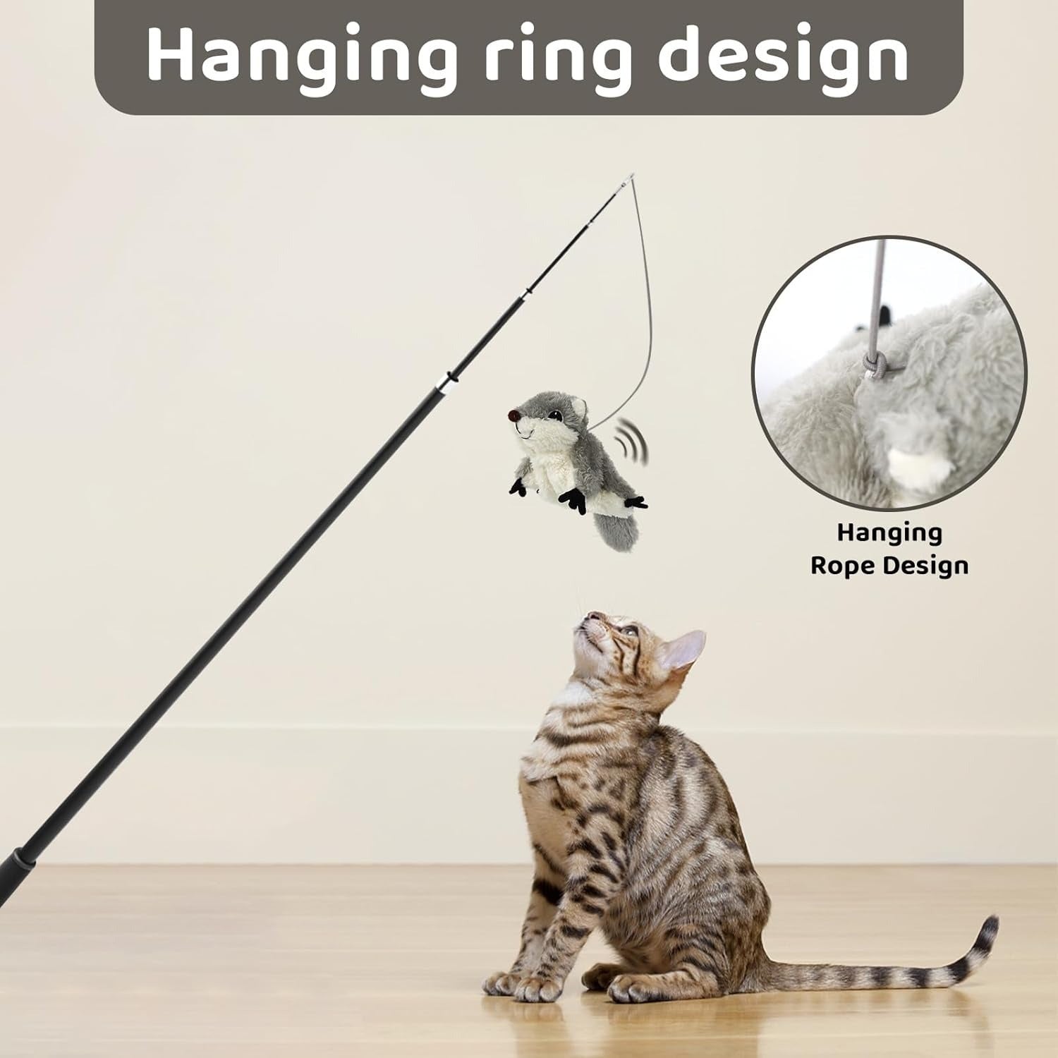 PROKEl Pet Toys, Cat Catnip Toys FlappingSquirrel, Rechargeable Touch Activated KittenToys, Lifelike Interactive Cats Toy Indoor, CatKicker Plush Toys For All Breeds Universalinteractive Toy Cat Toys - Mijn winkel