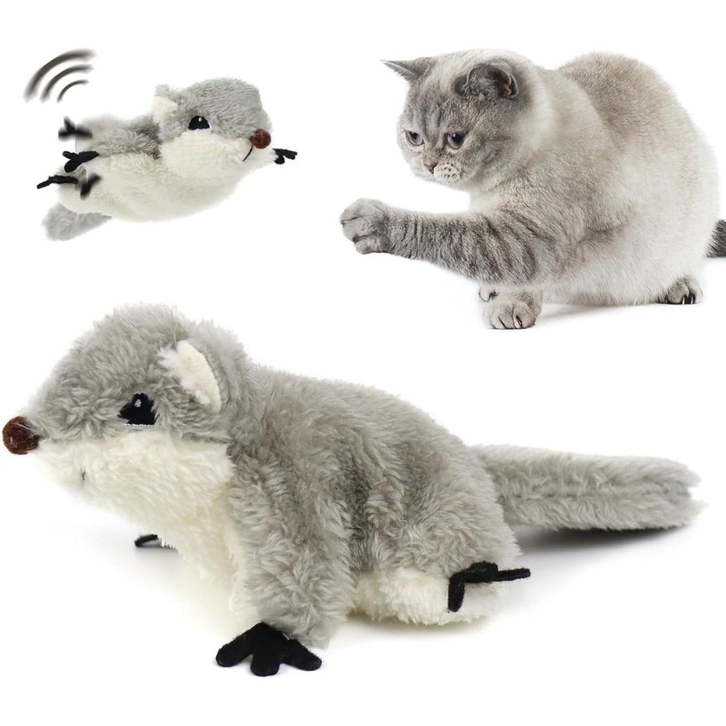 PROKEl Pet Toys, Cat Catnip Toys FlappingSquirrel, Rechargeable Touch Activated KittenToys, Lifelike Interactive Cats Toy Indoor, CatKicker Plush Toys For All Breeds Universalinteractive Toy Cat Toys - Mijn winkel
