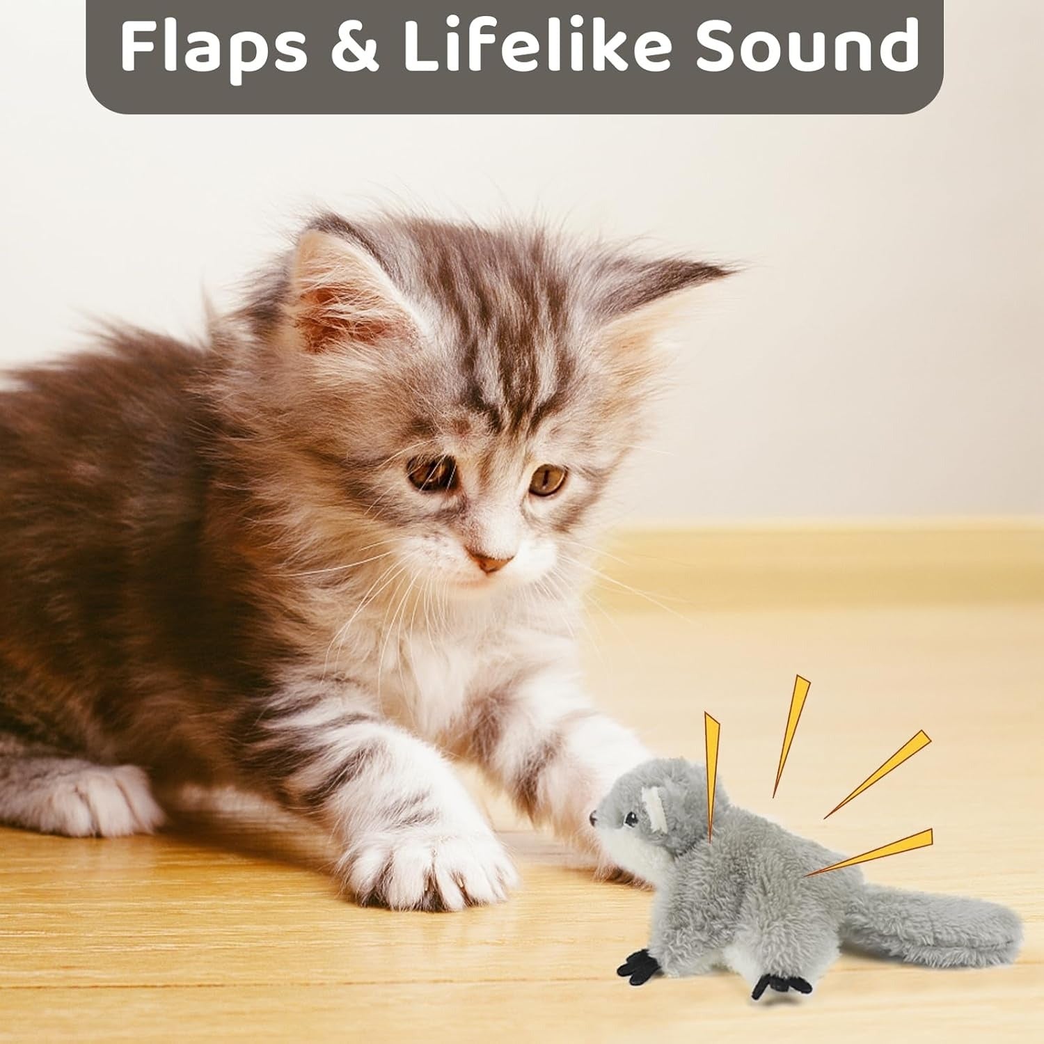 PROKEl Pet Toys, Cat Catnip Toys FlappingSquirrel, Rechargeable Touch Activated KittenToys, Lifelike Interactive Cats Toy Indoor, CatKicker Plush Toys For All Breeds Universalinteractive Toy Cat Toys - Mijn winkel