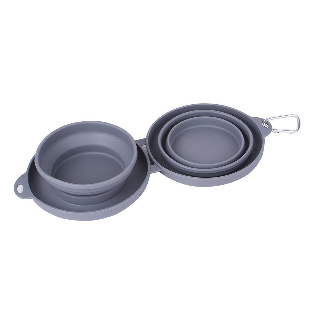 Rubber Foldable Double Bowl Pet Feeding Bowl Pets Supplies Dog Cat Bowls - Mijn winkel
