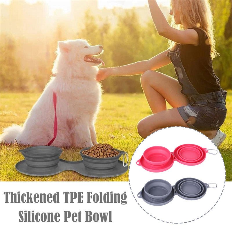 Rubber Foldable Double Bowl Pet Feeding Bowl Pets Supplies Dog Cat Bowls - Mijn winkel