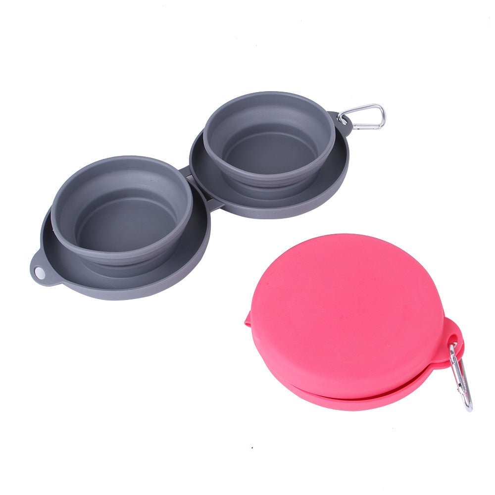 Rubber Foldable Double Bowl Pet Feeding Bowl Pets Supplies Dog Cat Bowls - Mijn winkel