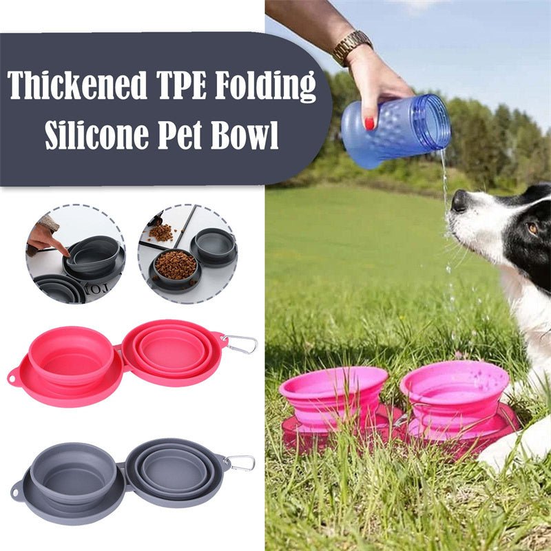 Rubber Foldable Double Bowl Pet Feeding Bowl Pets Supplies Dog Cat Bowls - Mijn winkel