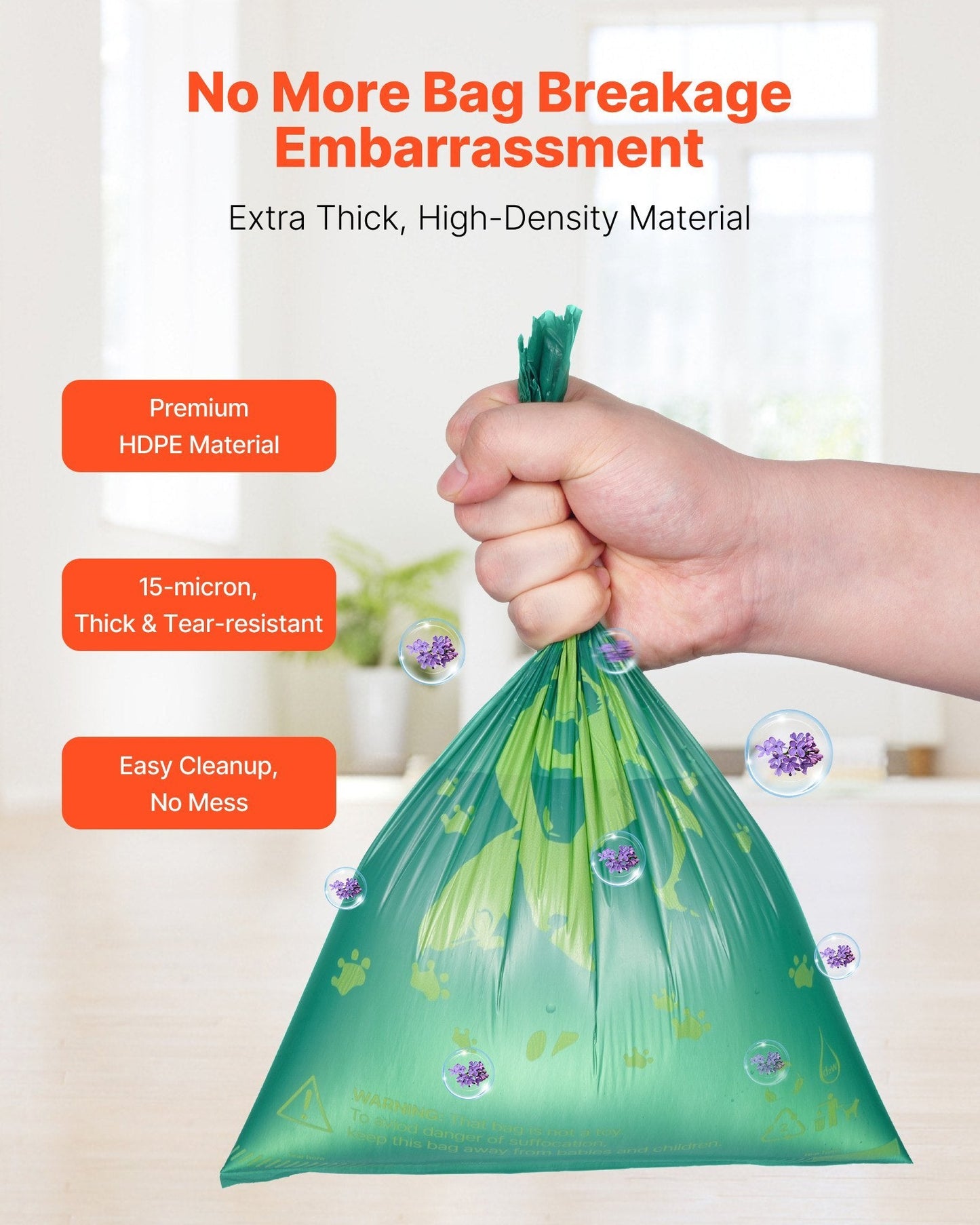 Thick Dog Poop Waste Bags Refill Rolls 270PCS Lavender Scented Biodegradable - Mijn winkel