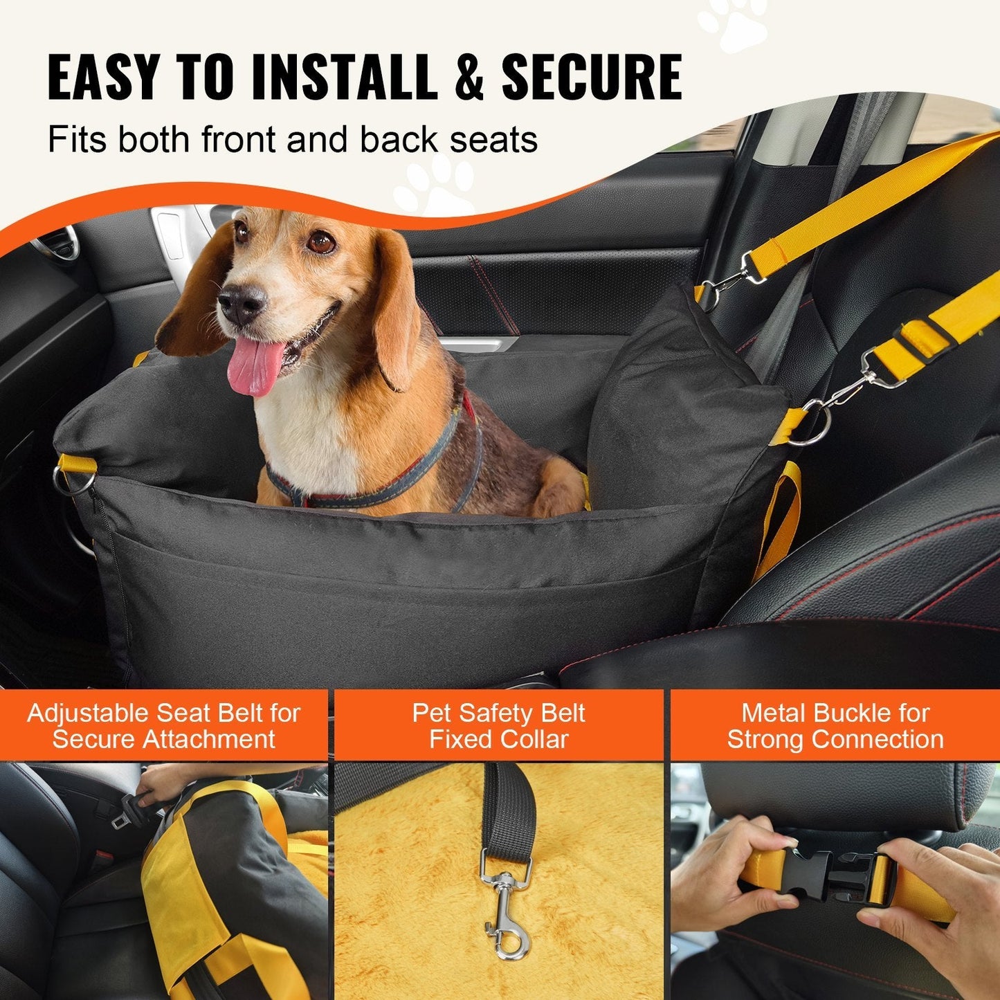 VEVOR Dog Booster Car Seat Pet Car Seat For Small Dog Up To 25lbs Black - Mijn winkel