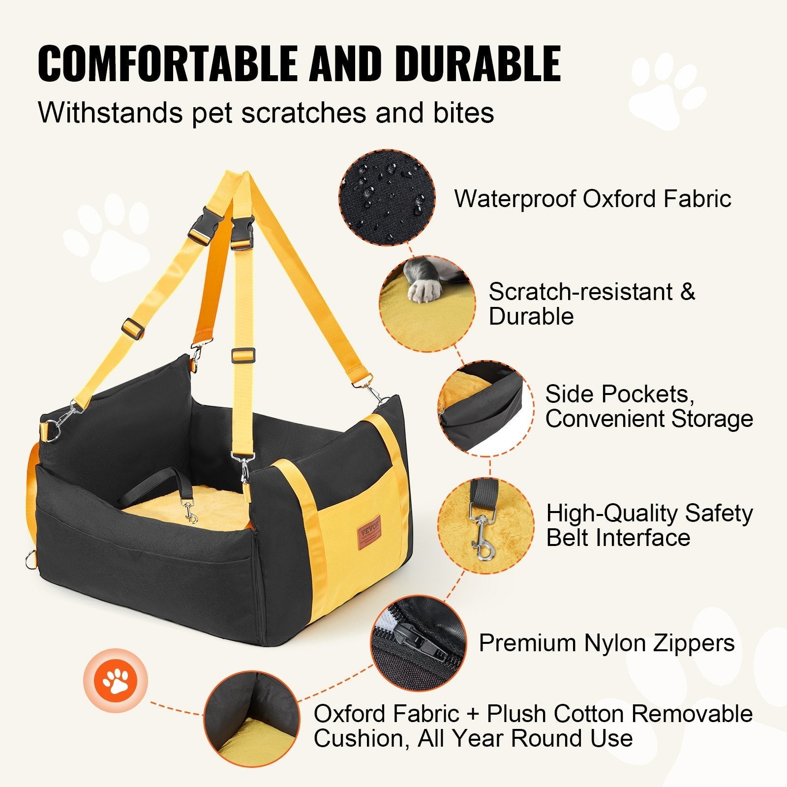 VEVOR Dog Booster Car Seat Pet Car Seat For Small Dog Up To 25lbs Black - Mijn winkel