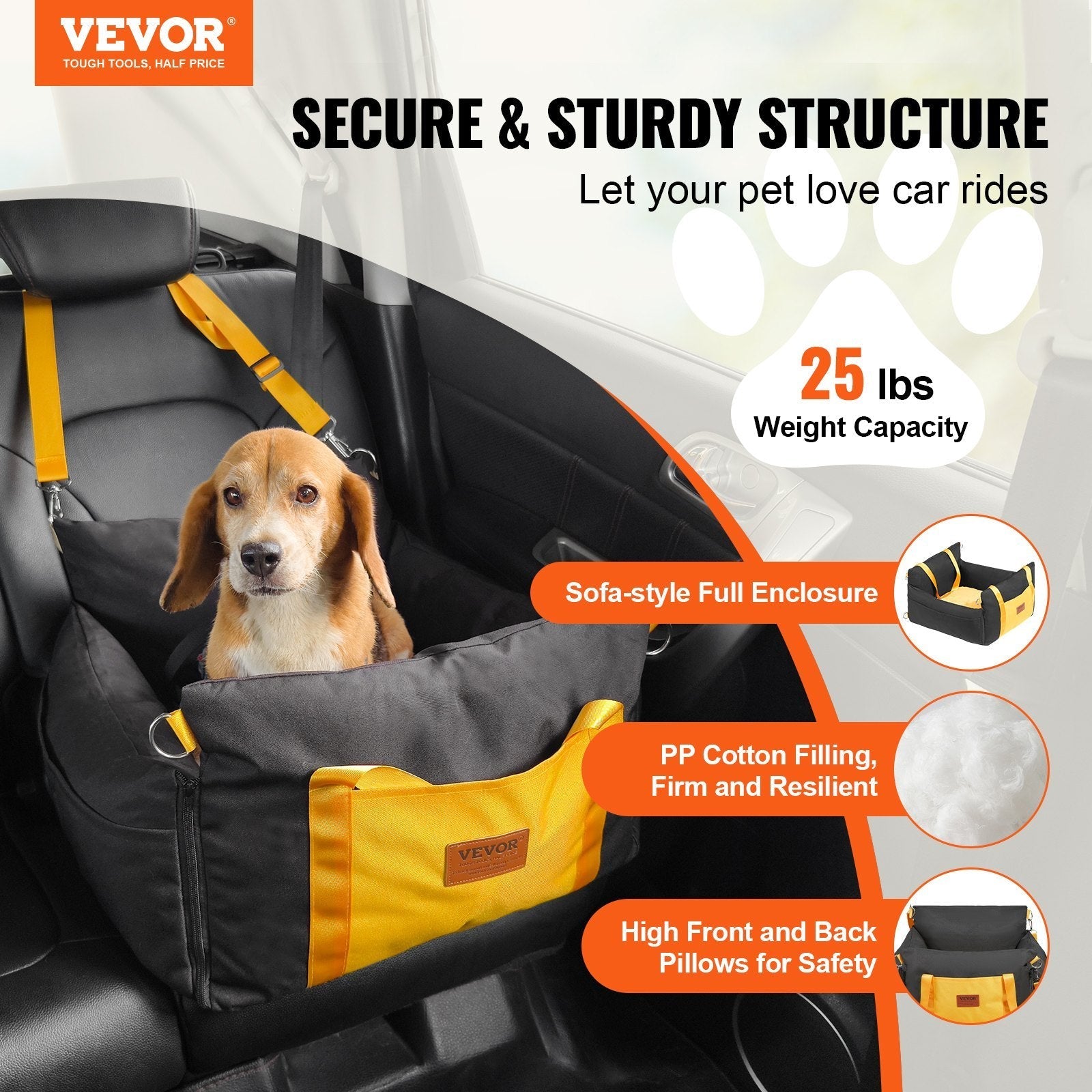 VEVOR Dog Booster Car Seat Pet Car Seat For Small Dog Up To 25lbs Black - Mijn winkel