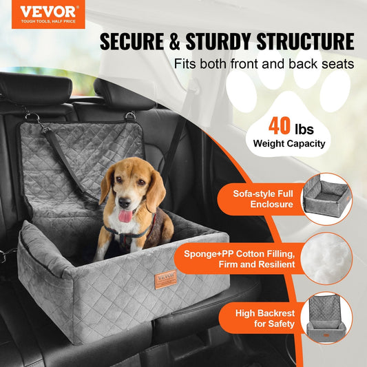 VEVOR Dog Booster Car Seat Pet Car Seat For Small Medium Dog Up To 40 Lbs Gray - Mijn winkel