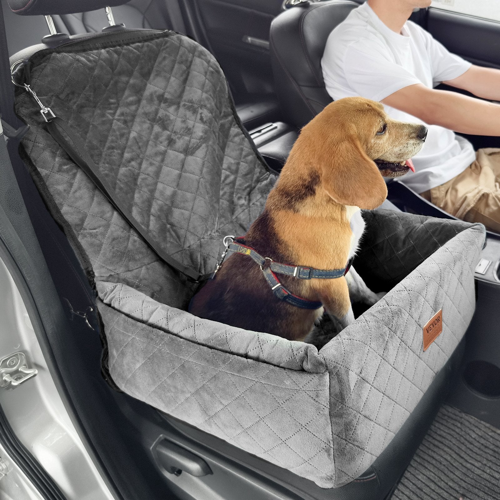 VEVOR Dog Booster Car Seat Pet Car Seat For Small Medium Dog Up To 40 Lbs Gray - Mijn winkel