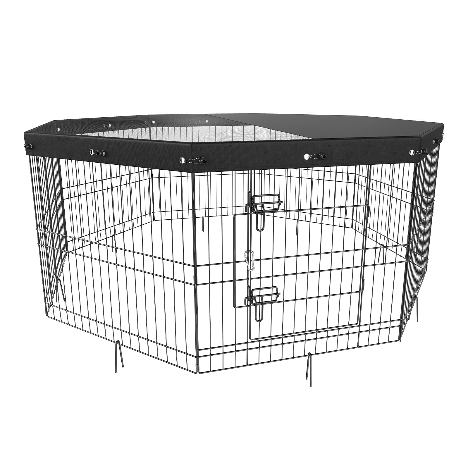 VEVOR Dog Playpen, 8 Panels Foldable Metal Dog Exercise Pen With Top Cover, 24inch H Pet Fence Puppy Crate Kennel With Ground Stakes, Indoor Outdoor Dog Pen For Small Medium Pets, For Camping, Yard - Mijn winkel