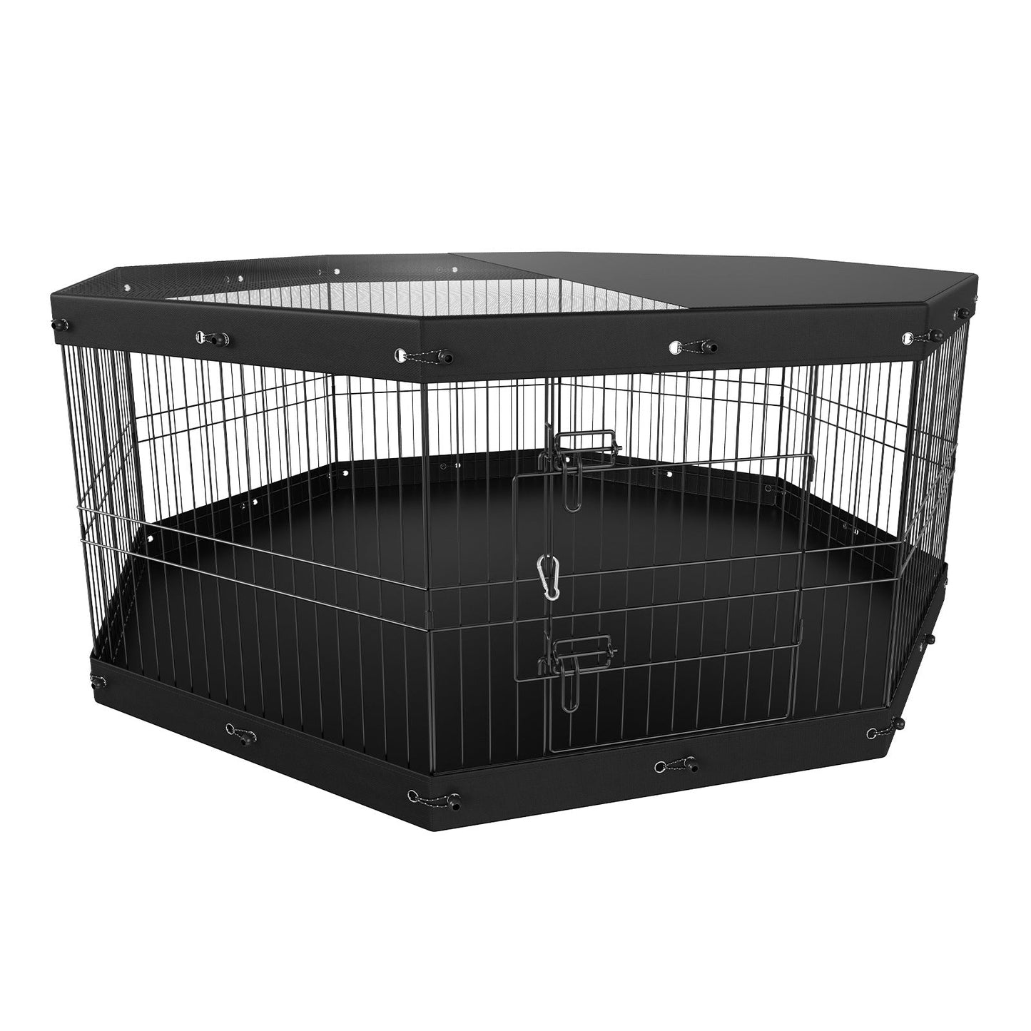 VEVOR Dog Playpen, 8 Panels Foldable Metal Dog Exercise Pen With Top Cover And Bottom Pad, 24in H Pet Fence Puppy Crate Kennel, Indoor Outdoor Dog Pen For Small Medium Pets, For Camping, Yard - Mijn winkel