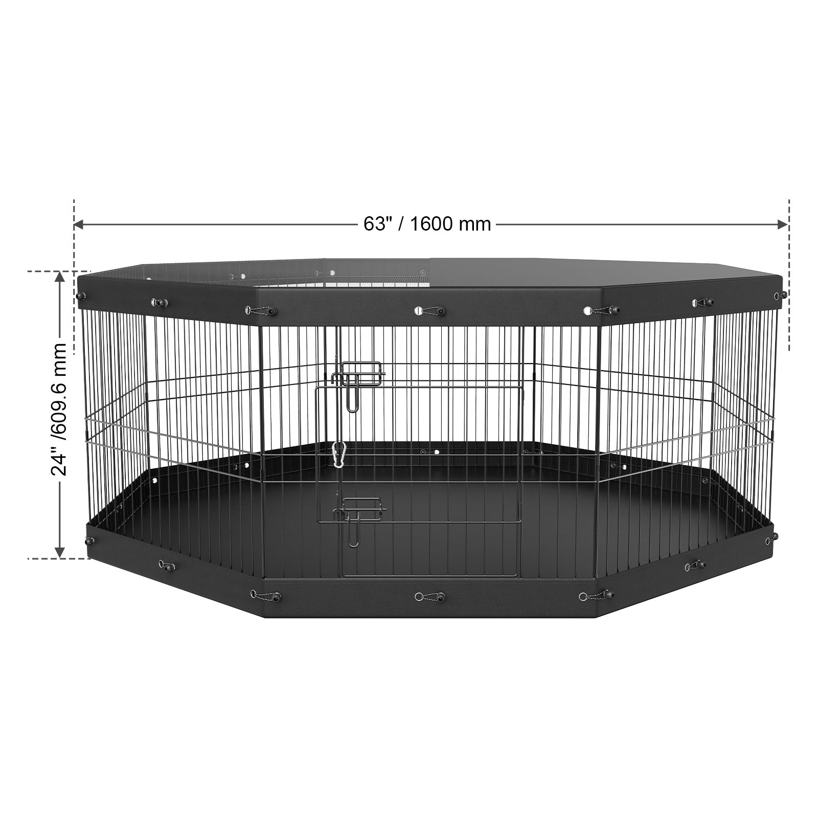 VEVOR Dog Playpen, 8 Panels Foldable Metal Dog Exercise Pen With Top Cover And Bottom Pad, 24in H Pet Fence Puppy Crate Kennel, Indoor Outdoor Dog Pen For Small Medium Pets, For Camping, Yard - Mijn winkel