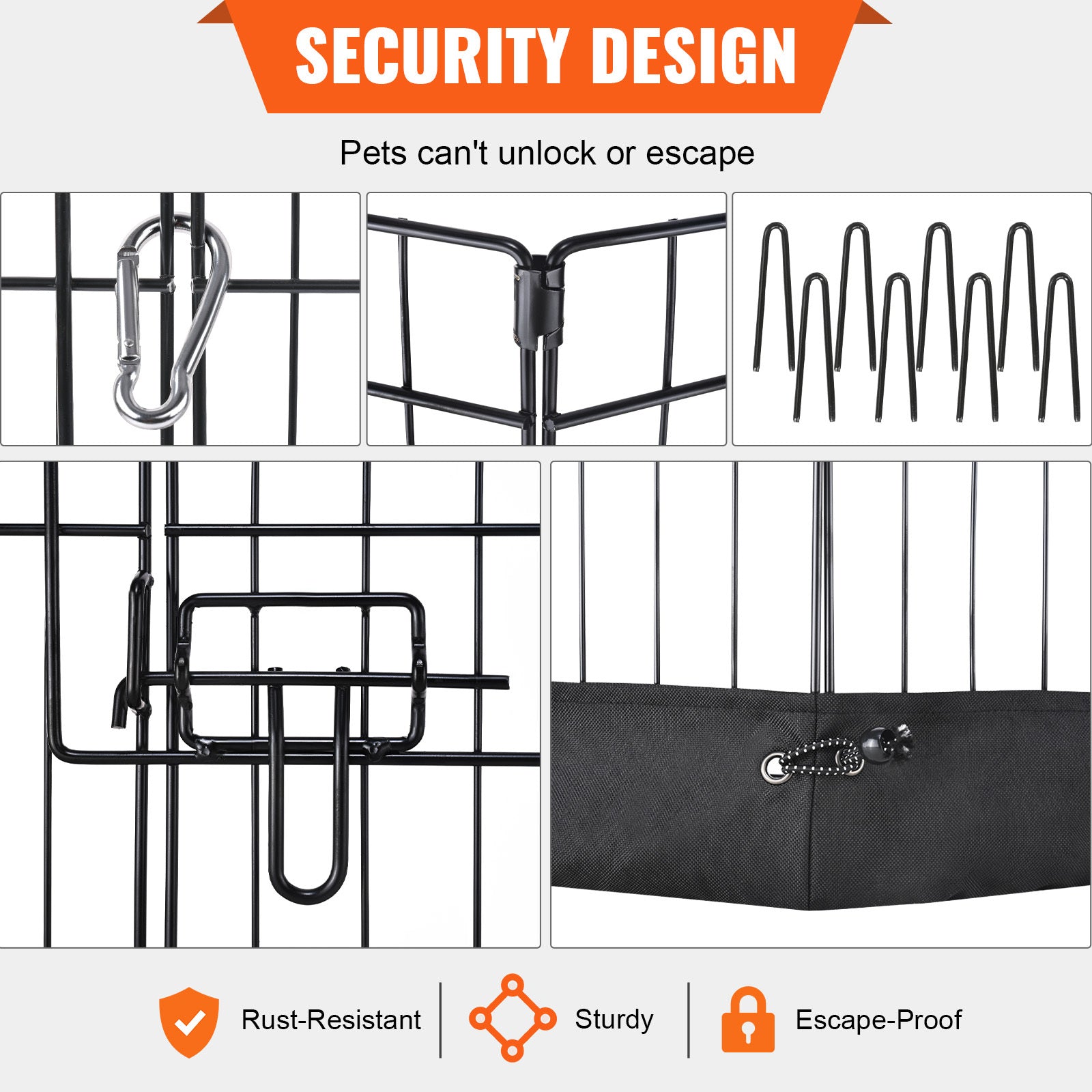VEVOR Dog Playpen, 8 Panels Foldable Metal Dog Exercise Pen With Top Cover And Bottom Pad, 24in H Pet Fence Puppy Crate Kennel, Indoor Outdoor Dog Pen For Small Medium Pets, For Camping, Yard - Mijn winkel