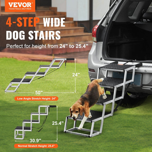 VEVOR Dog Stair For Cars 4 - step Folding Dog Steps Aluminum Loads Up To 150 Lbs - Mijn winkel
