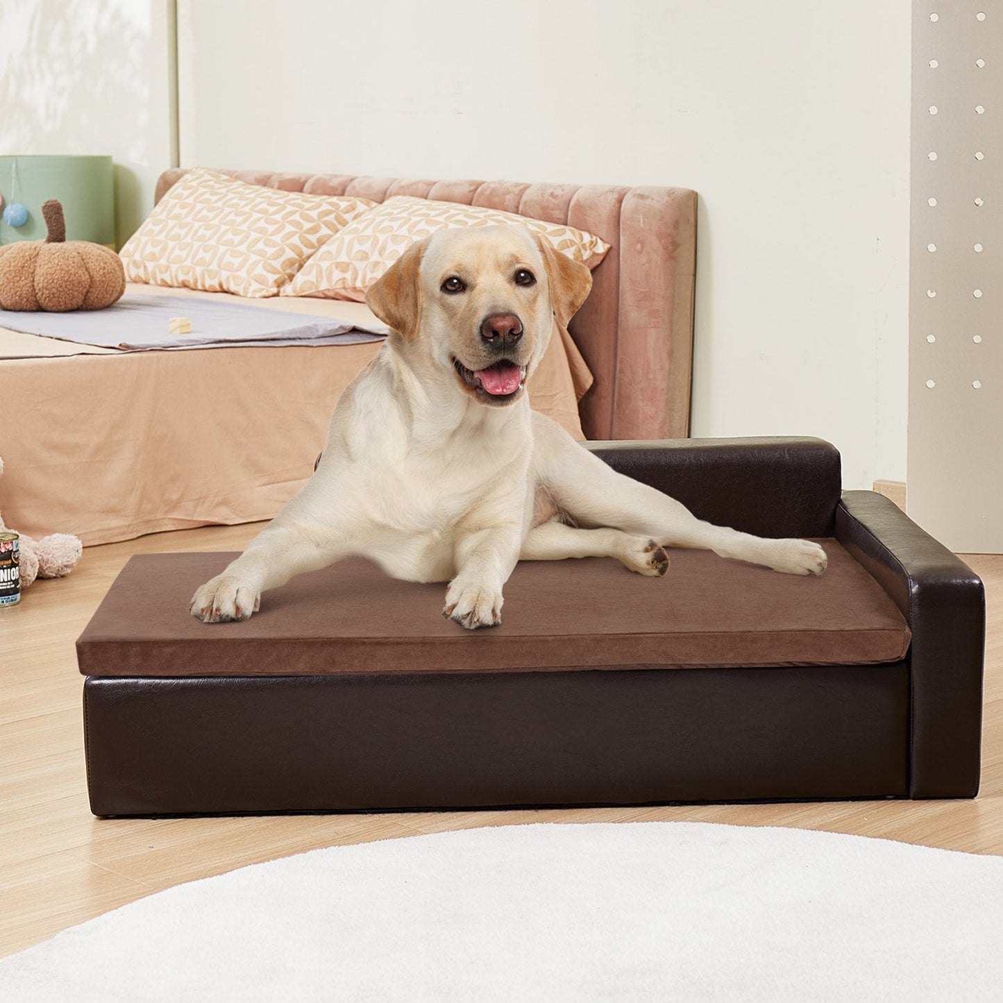 VEVOR Pet Sofa, Dog Couch For Large - Sized Dogs And Cats, Soft Leather Dog Sofa Bed, 110 Lbs Loading Cat Sofa, Black - Mijn winkel
