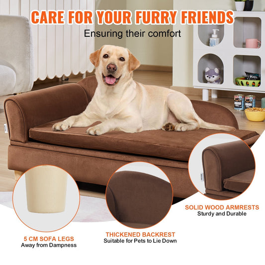 VEVOR Pet Sofa, Dog Couch For Large - Sized Dogs And Cats, Soft Velvety Dog Sofa Bed, 110 Lbs Loading Cat Sofa, Dark Brown - Mijn winkel