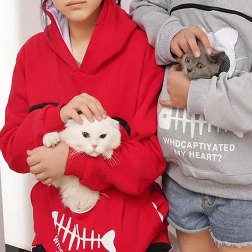 Women Hoodie Sweatshirt With Cat Pet Pocket Design Long Sleeve Sweater Cat Outfit - Mijn winkel