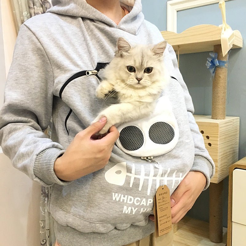 Women Hoodie Sweatshirt With Cat Pet Pocket Design Long Sleeve Sweater Cat Outfit - Mijn winkel
