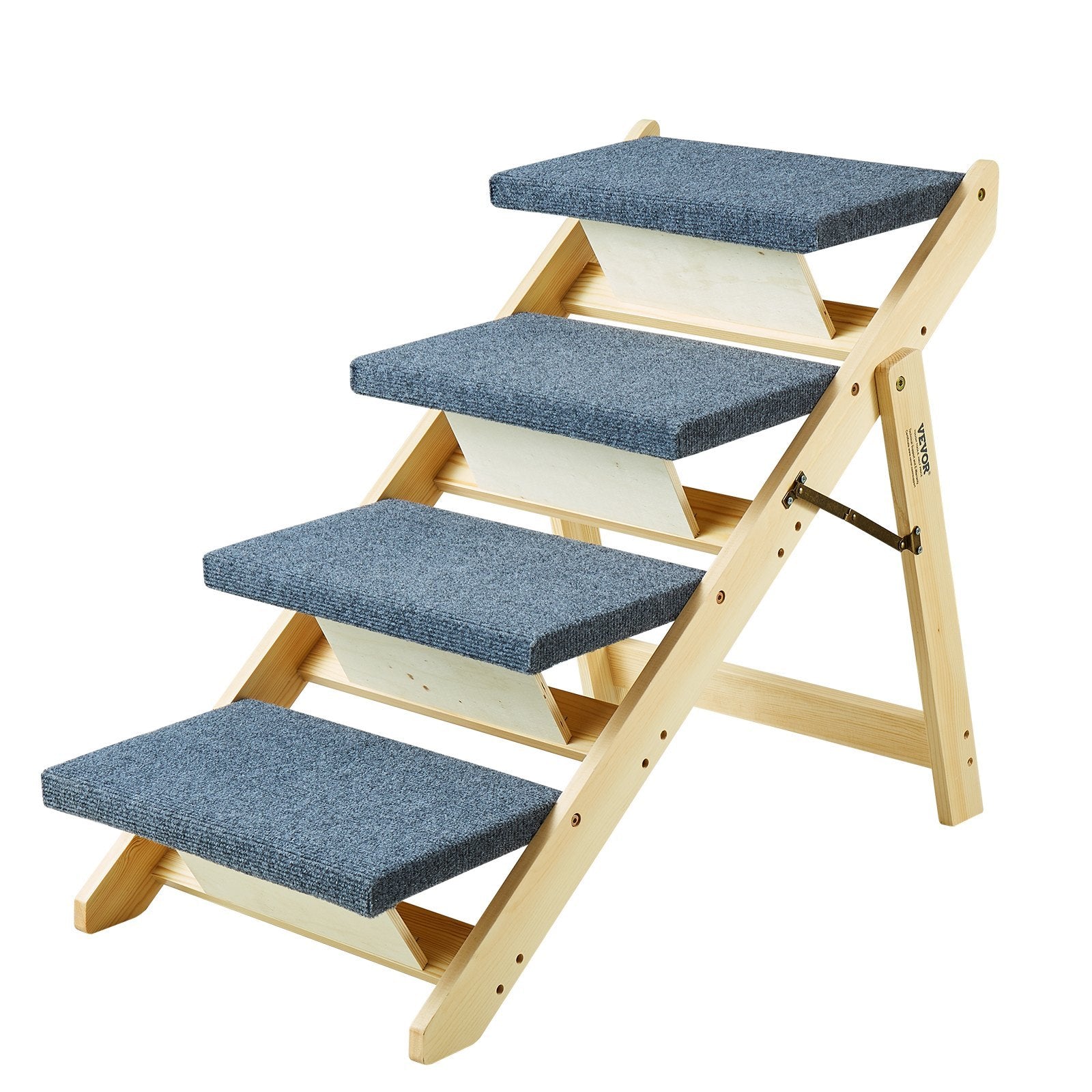 Wood Pet Stairs Pet Steps, 2 - in - 1 Foldable Wooden Dog Stair For Beds, Sofa And Cars, Dog Stairs & Ramp With 4 Steps For Small Medium Large Pet, Up To 150 Lbs - Mijn winkel