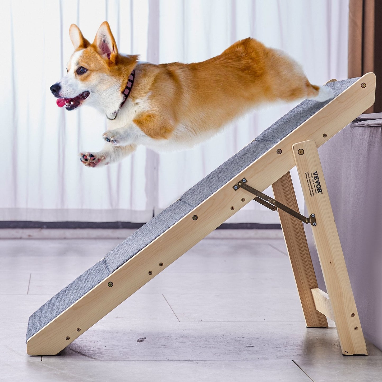 Wood Pet Stairs Pet Steps, 2 - in - 1 Foldable Wooden Dog Stair For Beds, Sofa And Cars, Dog Stairs & Ramp With 4 Steps For Small Medium Large Pet, Up To 150 Lbs - Mijn winkel