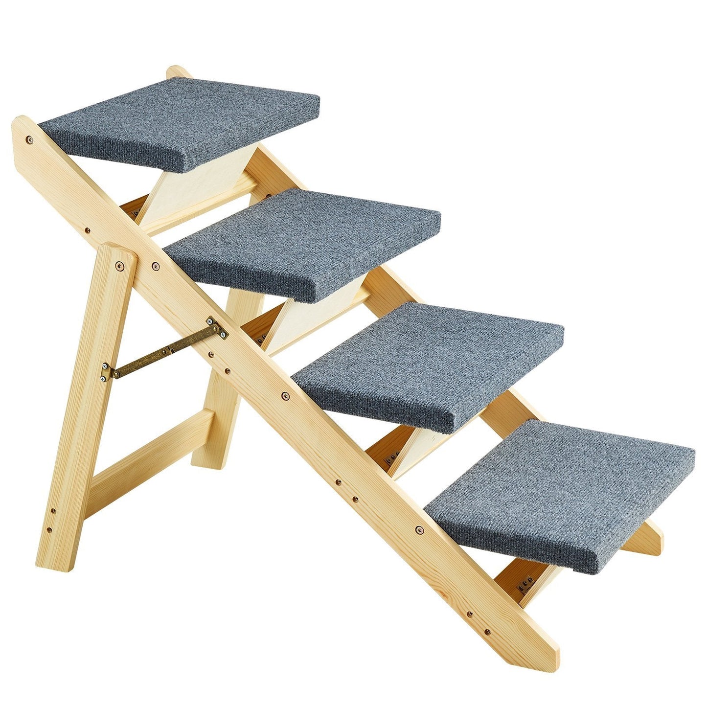 Wood Pet Stairs Pet Steps, 2 - in - 1 Foldable Wooden Dog Stair For Beds, Sofa And Cars, Dog Stairs & Ramp With 4 Steps For Small Medium Large Pet, Up To 150 Lbs - Mijn winkel