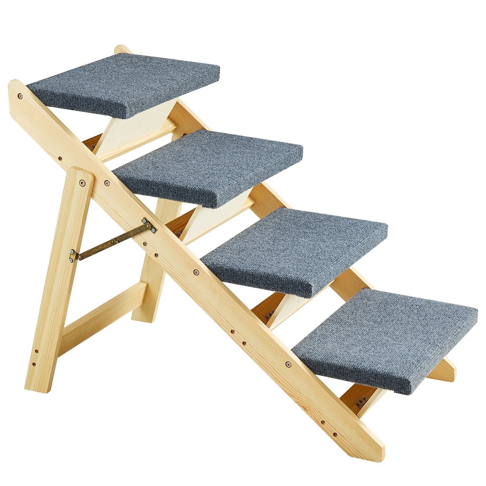 Wood Pet Stairs Pet Steps, 2 - in - 1 Foldable Wooden Dog Stair For Beds, Sofa And Cars, Dog Stairs & Ramp With 4 Steps For Small Medium Large Pet, Up To 150 Lbs - Mijn winkel